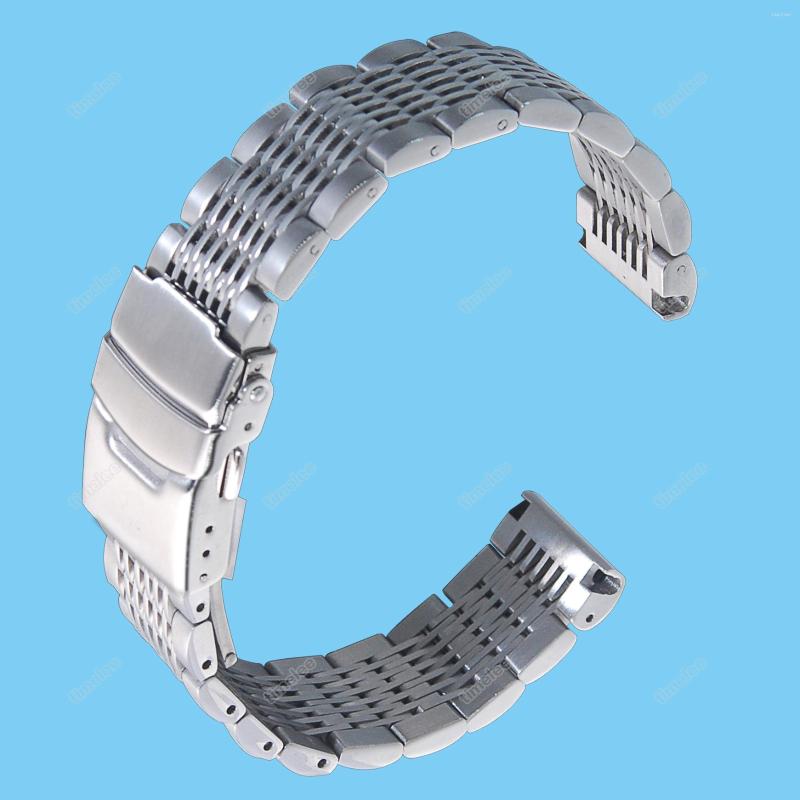 

Watch Bands Luxury 18/22/20mm Solid Link Stainless Steel Band Folding Clasp Safety Watches Strap Bracelet Replacement