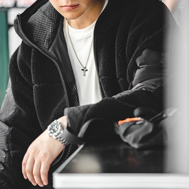 

Men' Jackets Maden Casual Imitation Lamb Wool For Men Thickened Loose Male Winter Coats Korean Fashion Hooded Warm Jacket Streetwear, Black