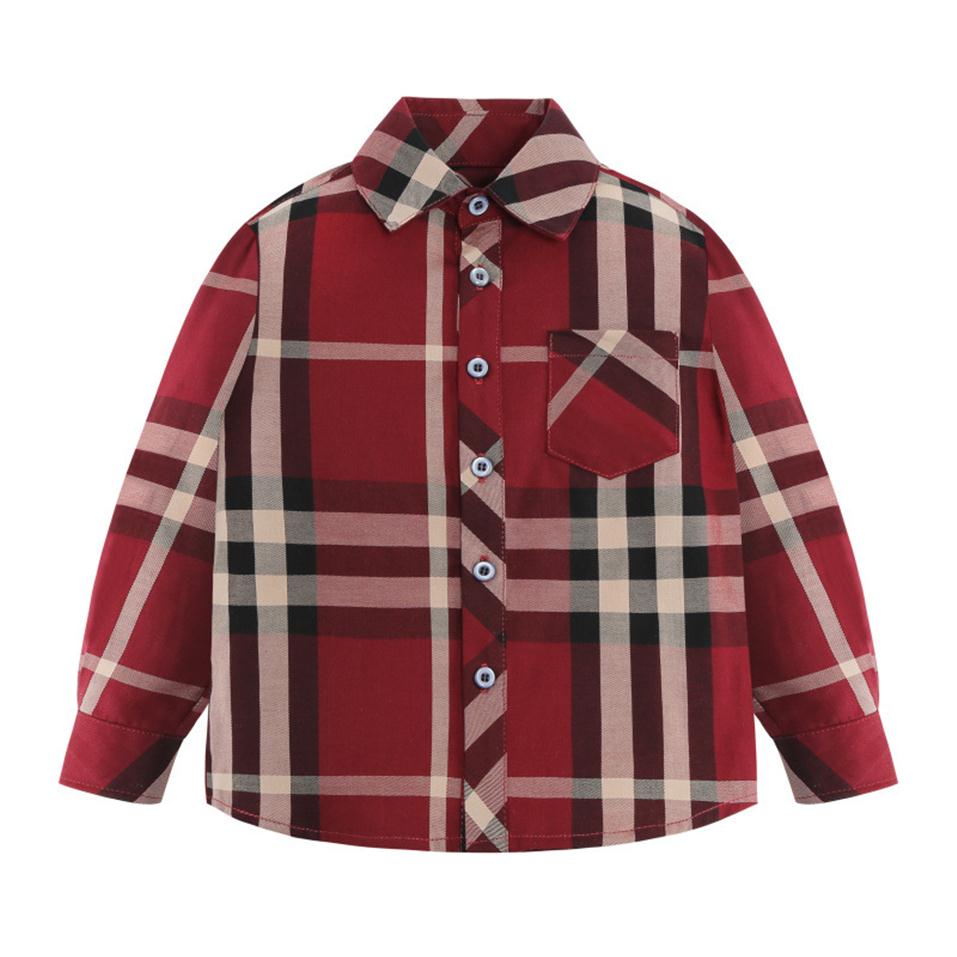 

Toddler Boys Shirts Long Sleeve Plaid Shirt For Kids Spring Autumn Children Clothes Casual Shirts Tops 2-8 Years197S, Khaki 02