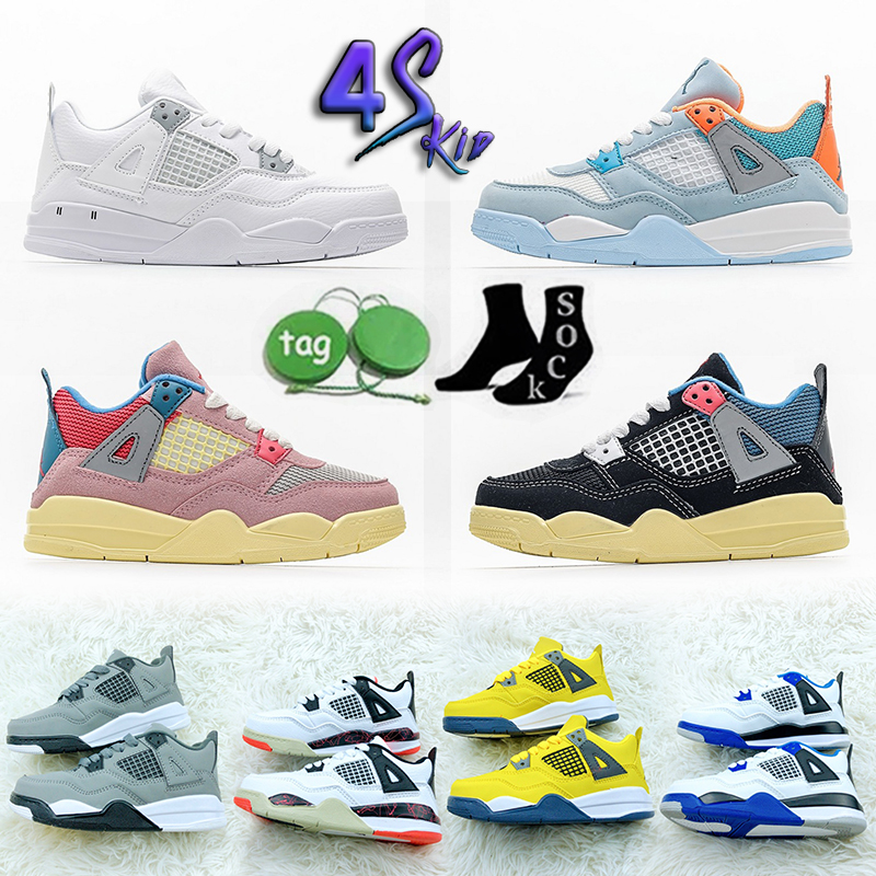 

Kids Shoes Basketball Shoe 4 4s Black Youth Baby Boys Girls Red Cat Chicag kid shoe Blue military Pour infants Designer Sneakers, 15