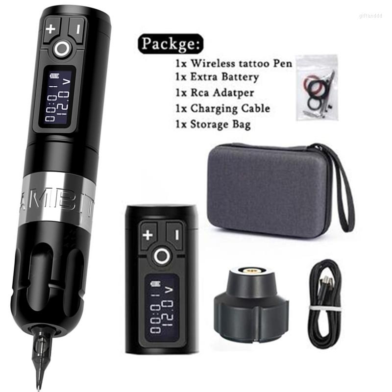 

Tattoo Machine 2023 Wireless Pen Brush Coreless Motor Strong Quiet Fast Charging Battery 1950mA/h RCA Adapter Kit