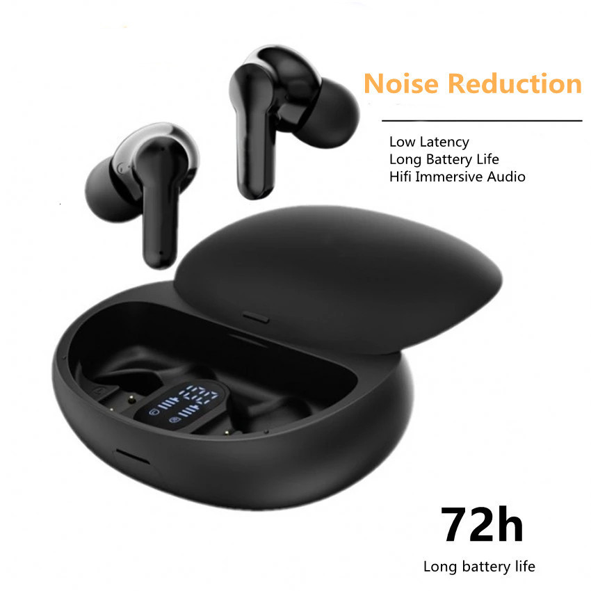 

Cell Phone Earphones TWS Wireless Bluetooth5 3 Earphone ENC Noise Canceling Earbuds Waterproof Sport Touch Gaming HIFI Headphone HD Call Long Standby 230214, Black