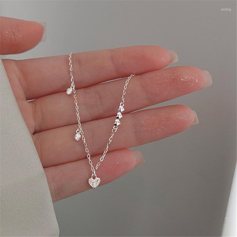 

Charm Bracelets Silver Color Zircon Love Heart For Women Girls Elegant 2023 Korean Fashion Wedding Party Jewelry Sl525