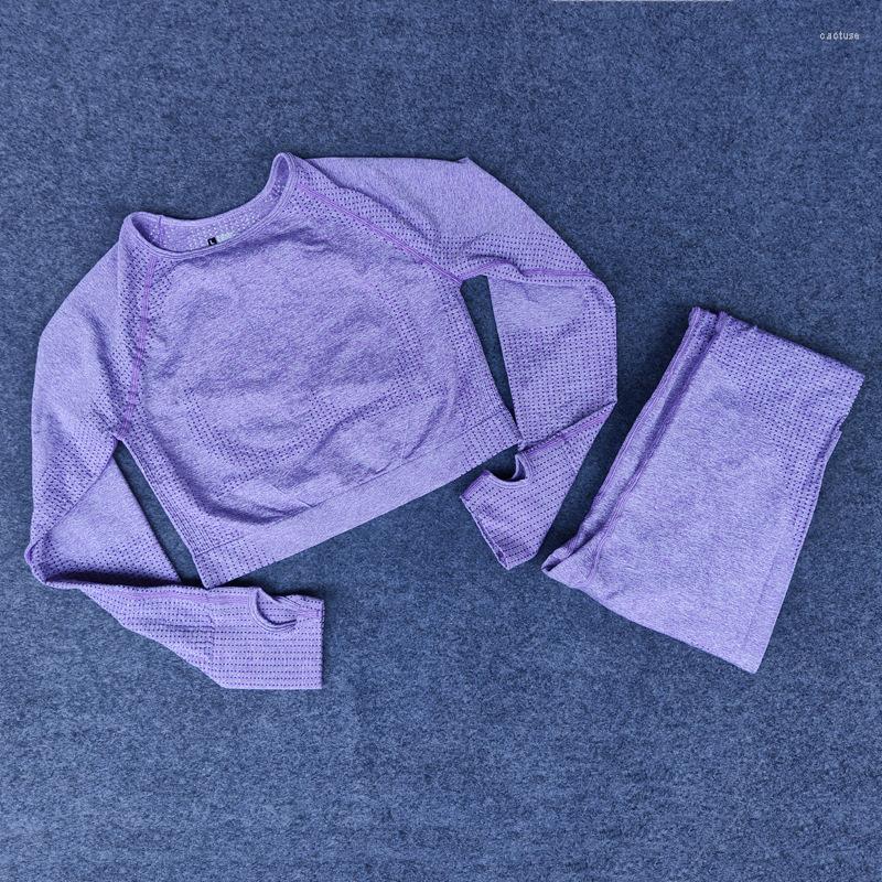 

Active Sets Seamless Yoga Set Women Gym Clothing Fitness Long Sleeve Crop Top High Waist Workout Leggings Sports Suit, Pink
