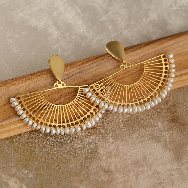 

Stud Earrings Rice Pearl Scallop Women's Trendy Fashion Hollow Freshwater