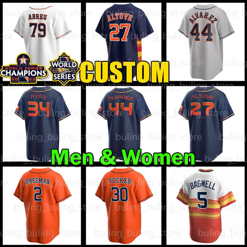 

27 Jose Altuve Baseball Jersey 44 Yordan Alvarez 3 Jeremy Pena Houston Nolan Ryan Kyle Tucker Abreu Astros Martin Maldonado Craig Biggio Michael Brantley Luis Garcia, Women new jersey(t k r)+patch