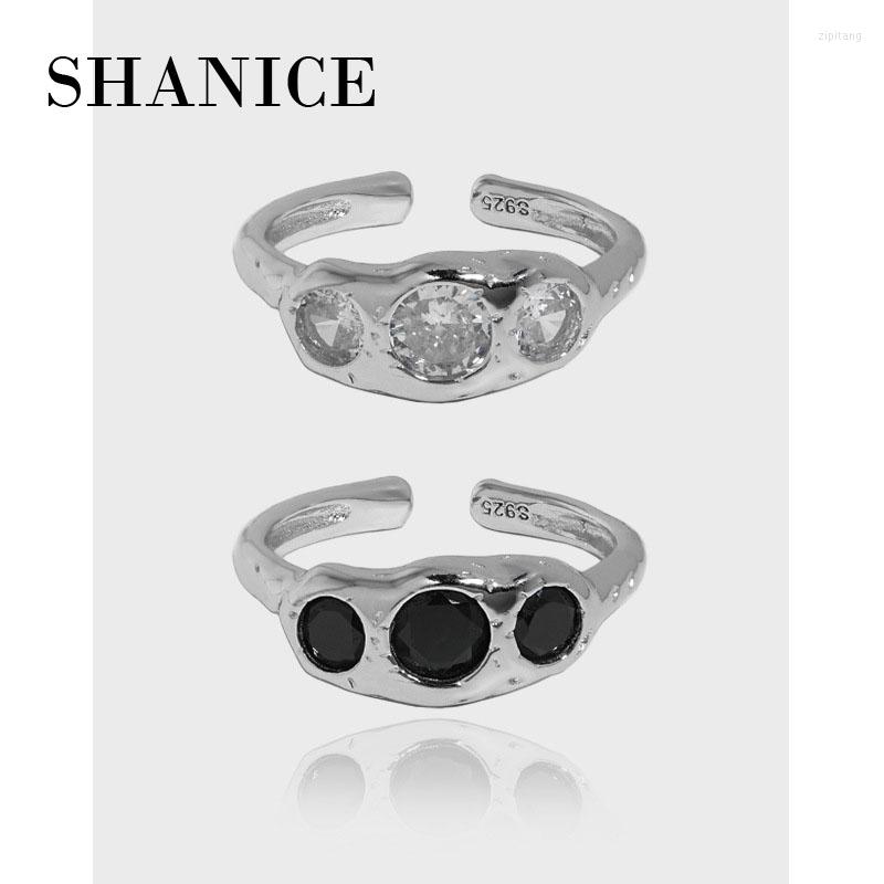 

Cluster Rings SHANICE S925 Sterling Silver Open Ring Paved CZ For Women Luxury Jewelry 2023 Wedding Accessories Gift With Box
