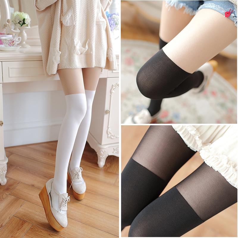 

Women Socks Fake High Tube Stitching Stockings Velvet Pantyhose Thigh Anti-hook Silk Bottoming, Style 6