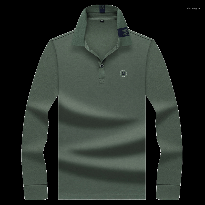 

Men's Polos Autumn Embroidered Pattern Long-sleeved Polo Shirt Men's Fashion Business Casual Solid Color Lapel Top 8938, 8938 pink