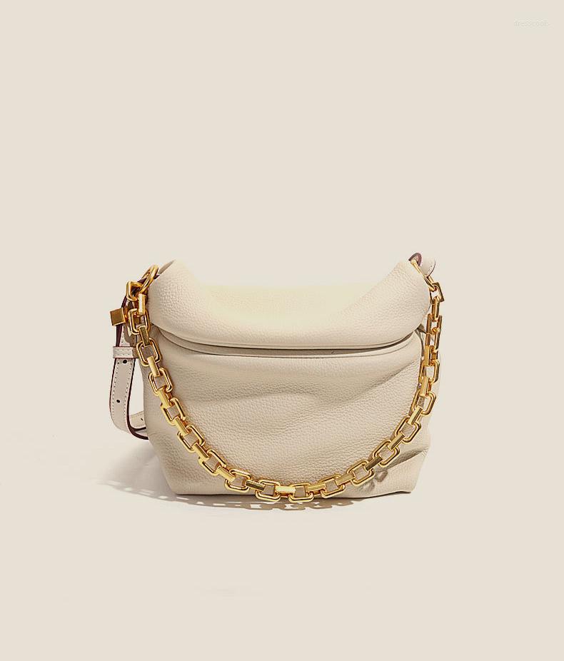 

Evening Bags Leather Niche Woman Bag Personality Dumplings Under The Arm Shopping Shoulder Crossbody Large Capacity Tote, Ivory white