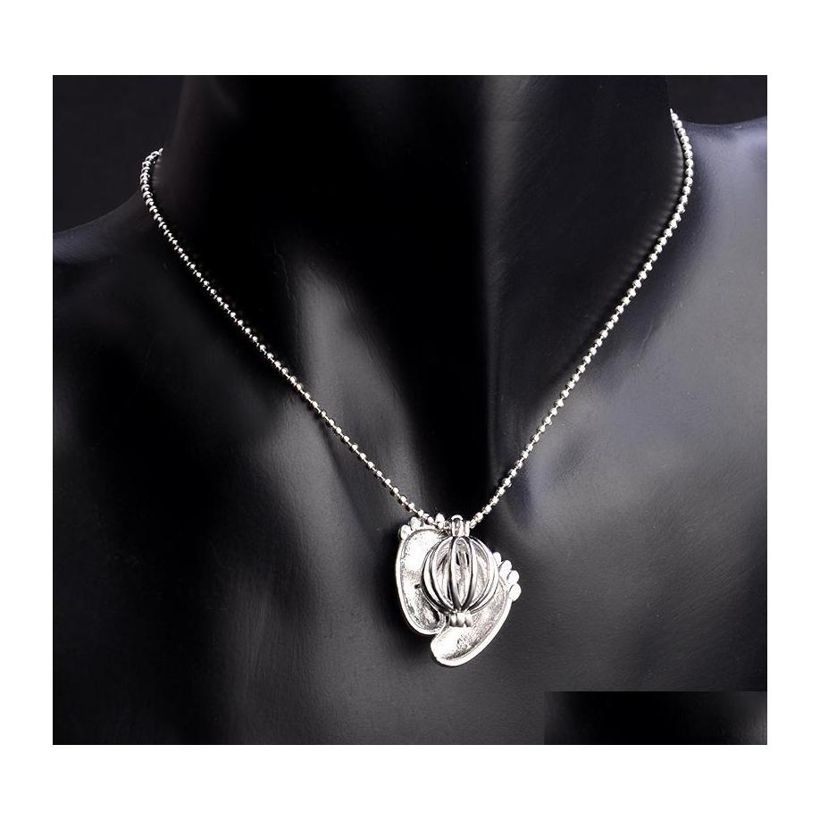 

Pendant Necklaces Baby Foot Locket Necklace Beads Cage Oil Pendants P O Frames Open Drop Delivery Jewelry Dhkda