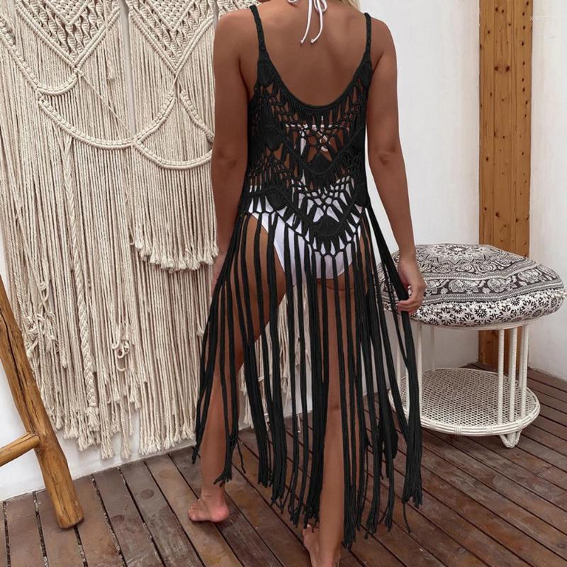 

Women's Swimwear Solid Color Fabulous Cut Out Swimsuit Cover Up Breathable Women Beach Dress Knitted Lady Clothing, Khaki