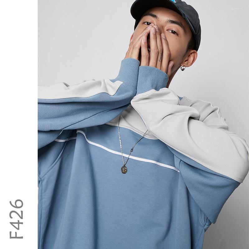 

Men' Hoodies F426 Trust Embroidery Contrast Color Unisex Loose Fit Mens Streetwear Spring Summer Man 2023 Fashion Clothing, Blue