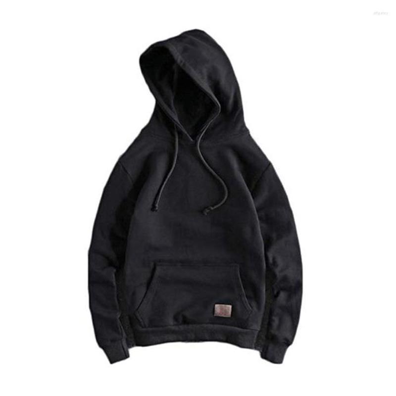 

Men's Hoodies Men Casual Hooded Sweatshirt Long Sleeve Solid Color Pullover Fleece Drawstring Outwear Front Pouch Pockets Hoodie Tops, Black
