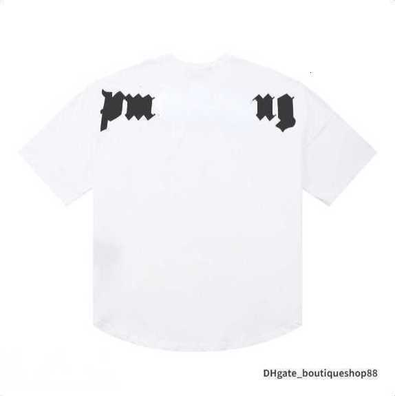 

2023 Men' T shirts Tshirt palm palmangel Spray Painted Alphabet Printed Round Neck Short Sleeve Loose Casual Mens and Women' T-shirts Trend 112