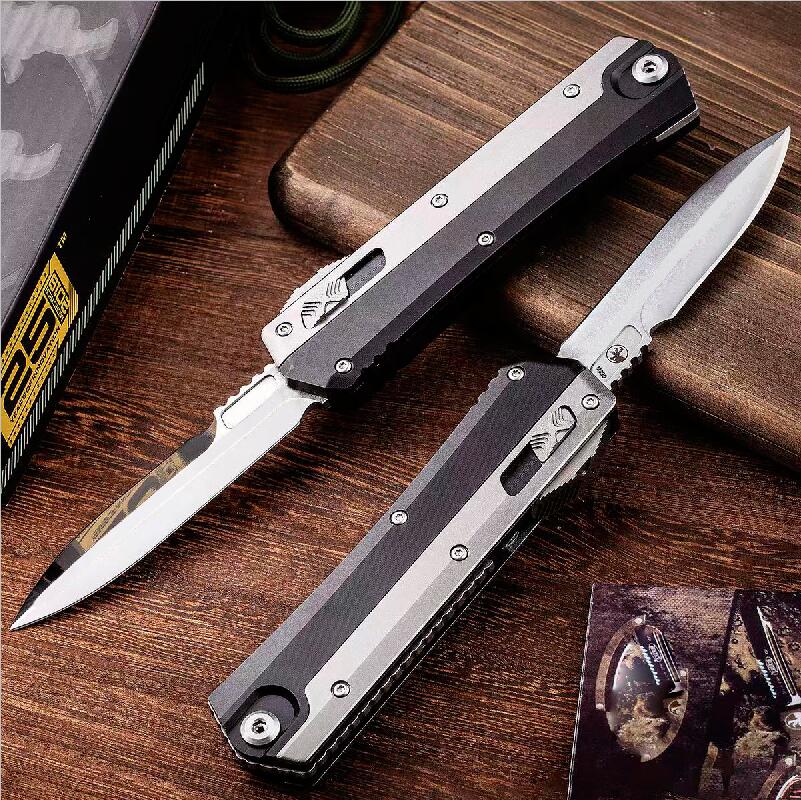 

Newest Mic 184-10S Signature Series Glykon Automatic Knife 3.5" D2 Double Edge Blade T6061 Aviation Aluminum Handles with Titanium Overlays Tactical Survival knives