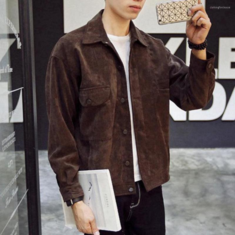 

Men's Jackets Streetwear Super Soft Pure Color Slim Fit Student Jacket For School, Khaki