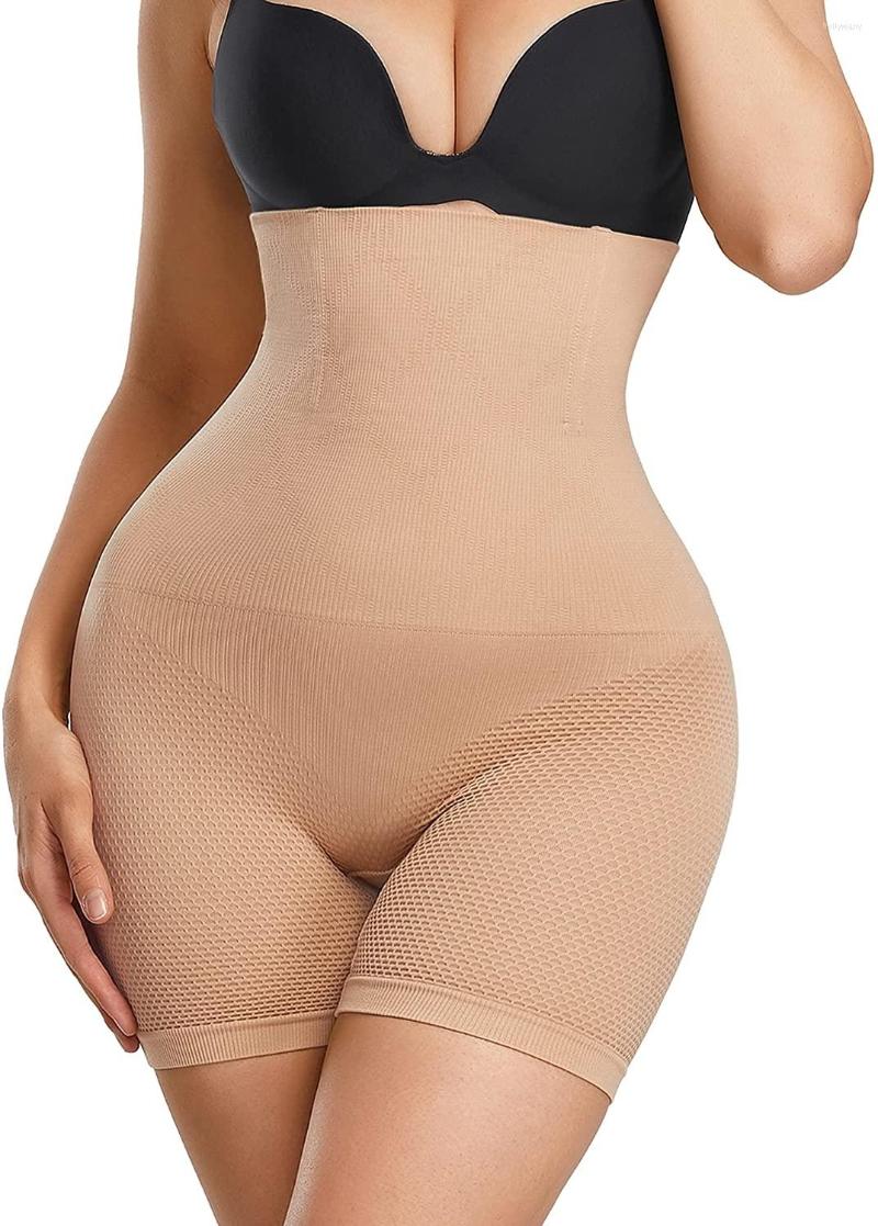 

Women's Shapers 2Pcs Waist Trainer For Women Shapewear Thigh Slimmer Hi-Waist Tummy Control Panties Seamless Body Shaper Shorts, Beige