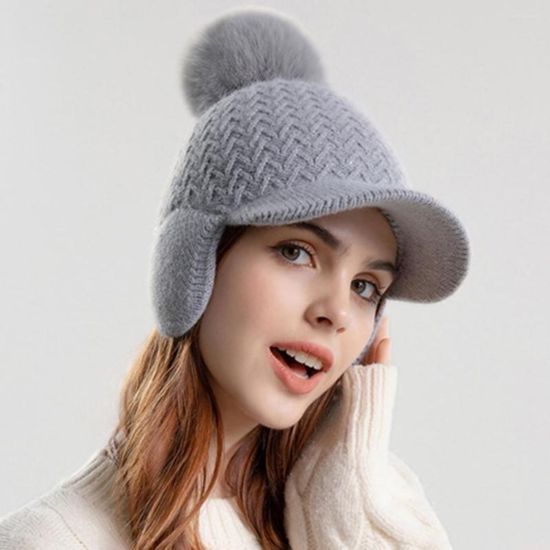 

Berets Knitted Hat Washable Thermal Thick Coldproof Stylish Female Solid Color Woolen Beanie, Pink