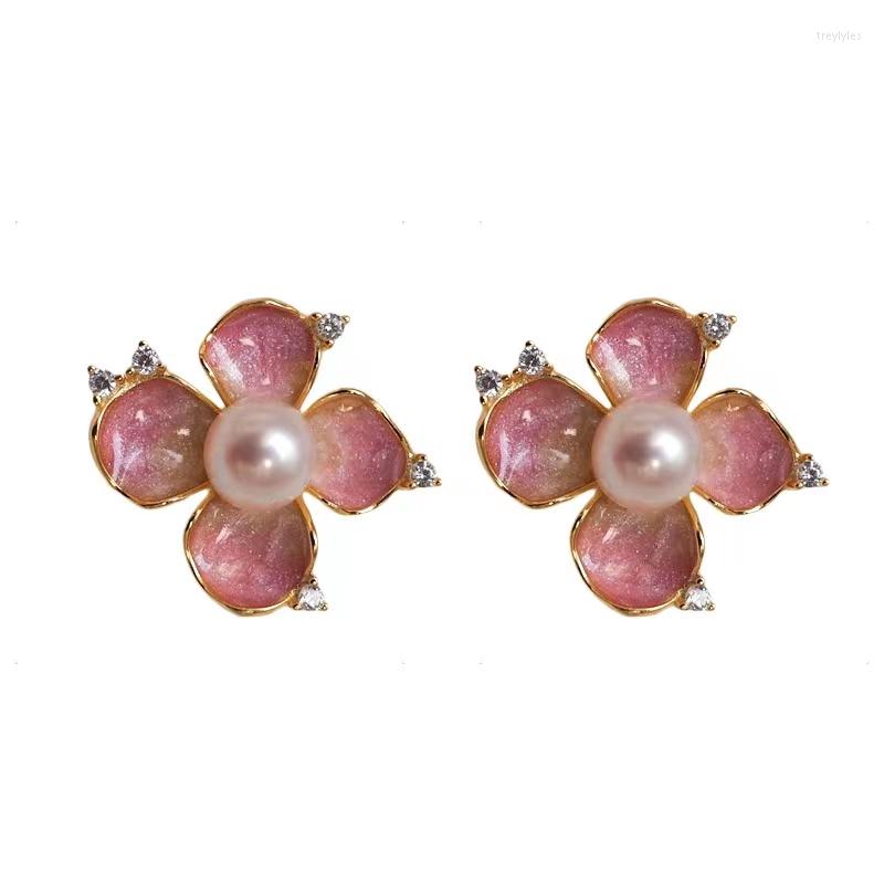 

Stud Earrings The Launch Fashion Environmental Protection Electroplating Enamel Pink