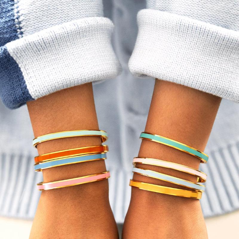 

Bangle MY BADASS GIRL GANG MULTIPLE COLOR Enamel Open Bracelet Stainless Steel Because Of Laugh Style Harder Little I You