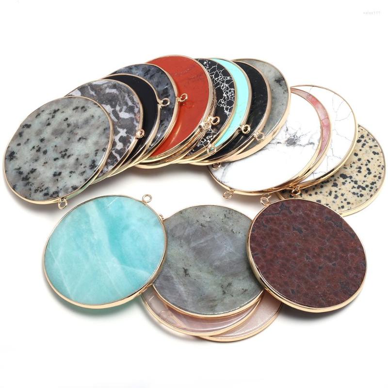 

Pendant Necklaces Natural Round Flash Labradorite Rose Quartzs Stone Pendants For Earrings Jewelry Making Women Gift Size 50x55mm