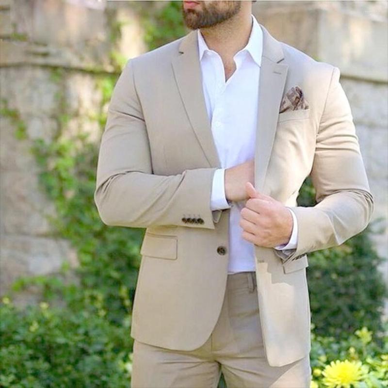 

Men's Suits Beige Men 2023 Classic Style 2 Pieces Casual Party Tuxedos Business Office Wear Sets, Same as picture 10