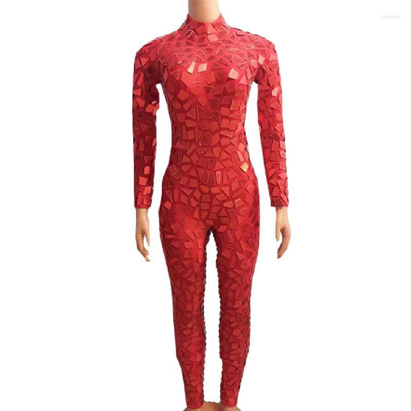 

Stage Wear Red Mirrors Sparkly Skinny Sequins Bodysuit Jumpsuit Nightclub Female Singer Pole Dance Clothing Show Rave Outfit, Black