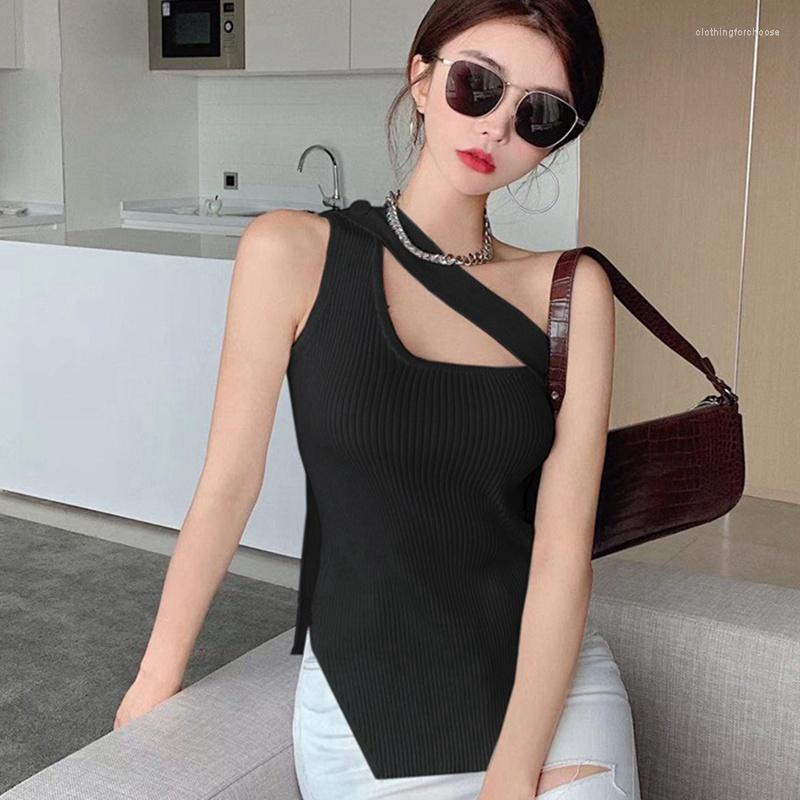 

Women's T Shirts Hollow Out Crop Top Y2K Punk Tee For Women Asymmetrical Gothic Streetwear Spring Sexy Skinny Club Clothes, Black
