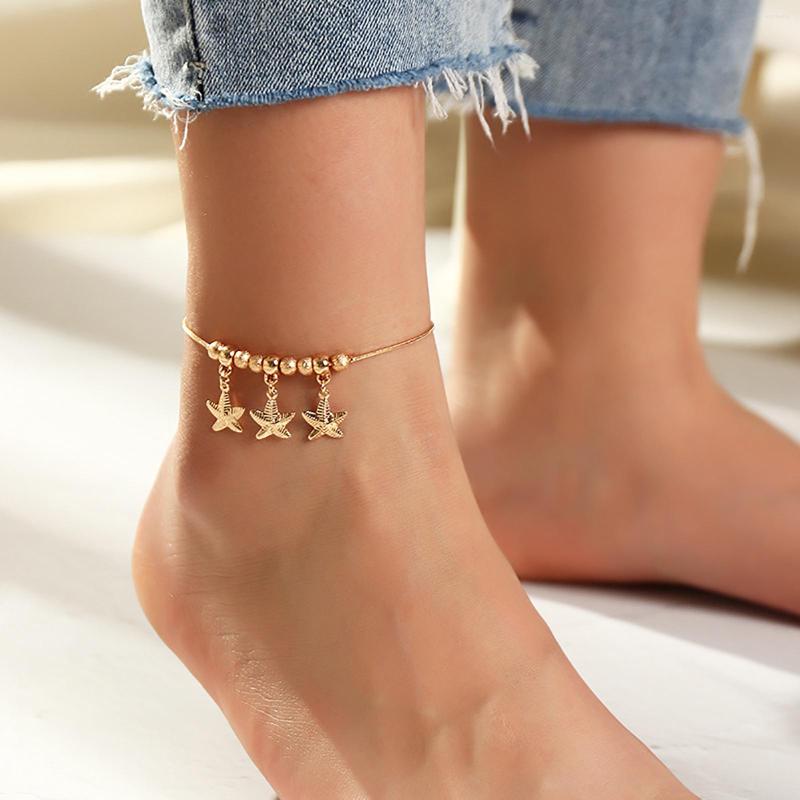 

Anklets Ocean Anklet Gold Color Star-Fish Zinc Alloy Metal Foot Beach Women Fashion Barefoot Chain Jewelry 1 Piece