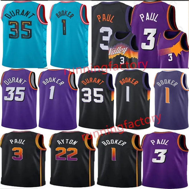 

CUSTOM Kevin Durant Devin Booker Jerseys Chris Paul Deandre Ayton 22 3 35 1 City Mens Black Sun white Phoenixs Basketball Jersey stitched, As