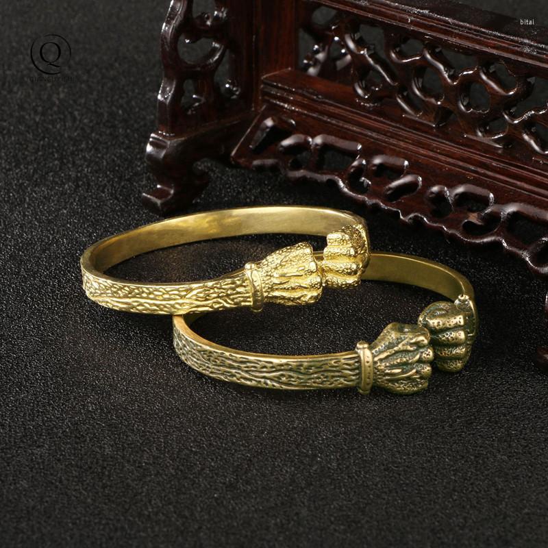 

Bangle Punk Brass Fist Power Buddha Hand Bangles Bracelet For Men Jewelry Fashion Accessories Retro Solid Copper Cuff Bracelets Women