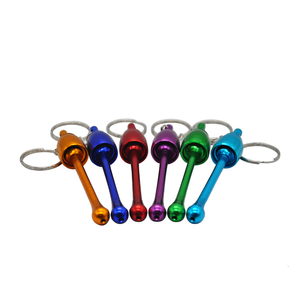 

Mushroom Type Metal Mini Aluminum Metal pipe with Keychain Multi-color pipe