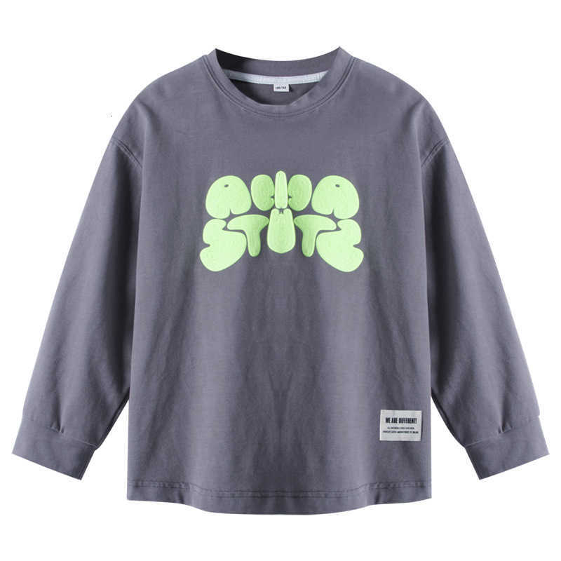 

Clothing Sets Fashion Brand Loose Chil1en's Long-sleeved T-shirt Spring 2023 New Boys' Bottom Shirt Medium Boys' Spring Top, Gray