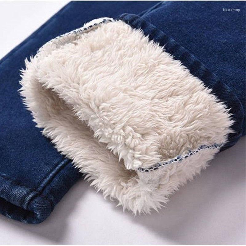 

Women's Jeans Winter High Waist Cashmere Thickened Lamb Fleece Women's Large Size Slim Pencil Pants Warm Cotton, Black