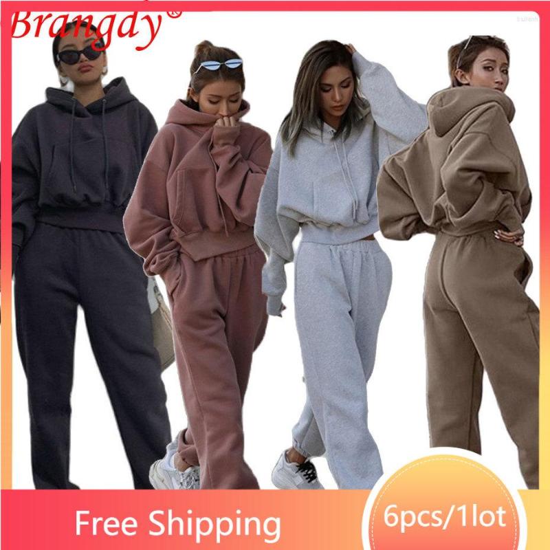 

Women' Two Piece Pants 6sets Wholesale Items For Boutique Hoodies Set Womens Clothing Fall Long Sleeve Sweatshirt Outfits Tracksuit B10484, Gray