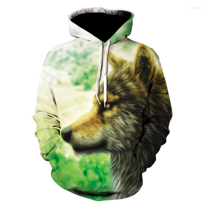 

Men's Hoodies 3D Wolf Printed Hoodie Men Women Cool Casual Sweatshirt Spring Autumn Fashionable Pullover Hooded Tops, Picture color