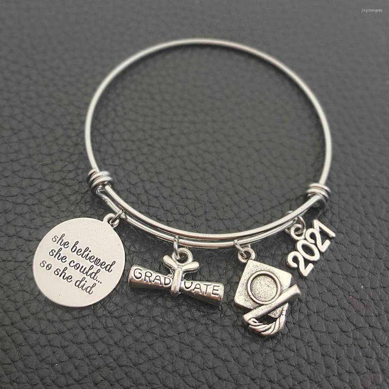 

Bangle 2.5 Inches 2023 Graduation Gifts Expandable Charm Bracelets For High School Grads Birthday