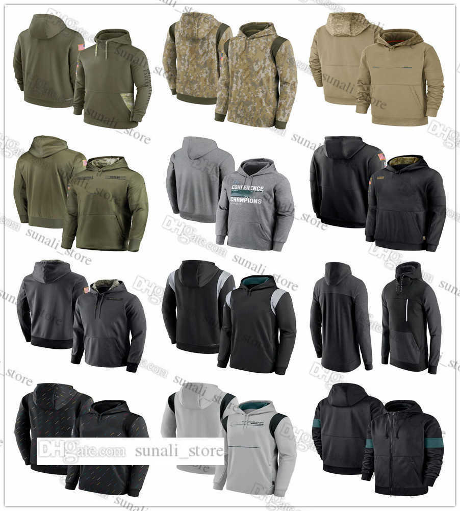 

Philadelphia''Eagles''Sweatshirt Football Olive Salute to Service Hoodies Sweatshirt Therma Performance Pullover Jalen Hurts A.J. Brown Jason Kelce, Black