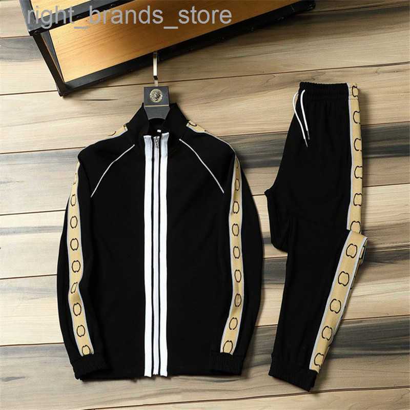 

Men's Tracksuits Autumn New Casual Sports Suit Stand Collar Zipper Sweater Hoodie And Two Sets Outdoor Jogging Wear 0214V23, Black