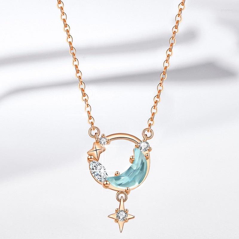 

Pendant Necklaces 2023 Trendy Cute Moon Star Crystal Statement Necklace For Women Girls Valentines Day Gift Fashion Jewelry Wholesale