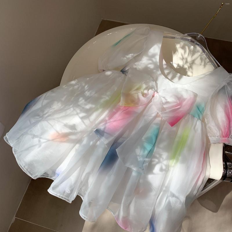 

Girl Dresses Children Clothes Girls Cute Sweet Dress Kids Baby Summer Short Sleeve Princess Puffy Bow Long Skirt 1 2 3 4 5 6 7 8 Years, 1pcs dress