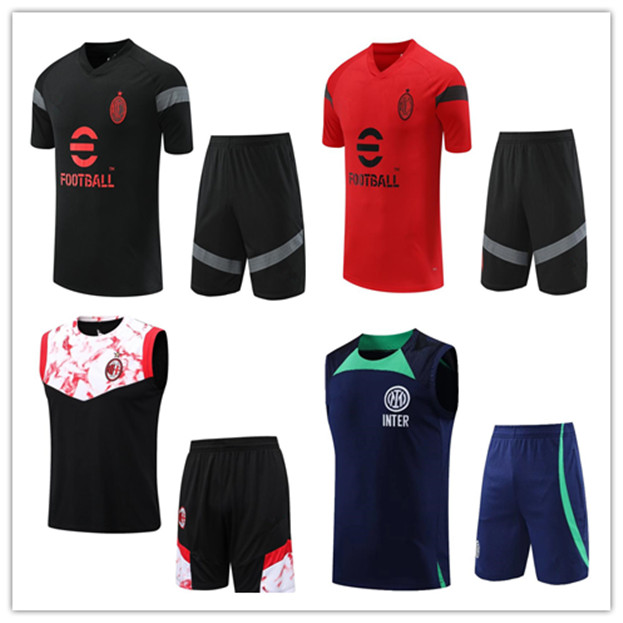 

2022 2023 AC Milans tracksuit vest Sportswear men training suit Short sleeved suit Football 23 24 Inter soccer Jersey kit uniform chandal adult sweatshirt Sweater