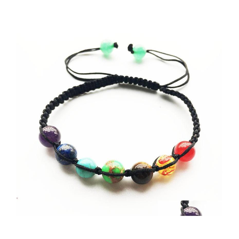 

Beaded Strands 7 Chakra Bracelet 8Mm Big Beads Yoga Healing Nce Supernatural Lava Reiki Stones Drop Delivery Jewelry Bracelets Dh6Tk