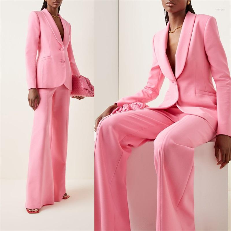 

Women's Two Piece Pants Fashion Suits Shawl Lapel Blazer Wide Leg 2 Pieces Young Girl Suit Set Custom Made, Red