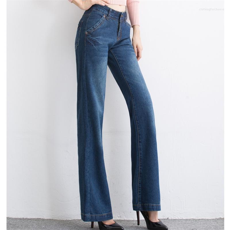 

Women's Jeans Spring And Summer Women's Loose Straight Denim Trousers Wide Leg Pants Girls, Denim blue