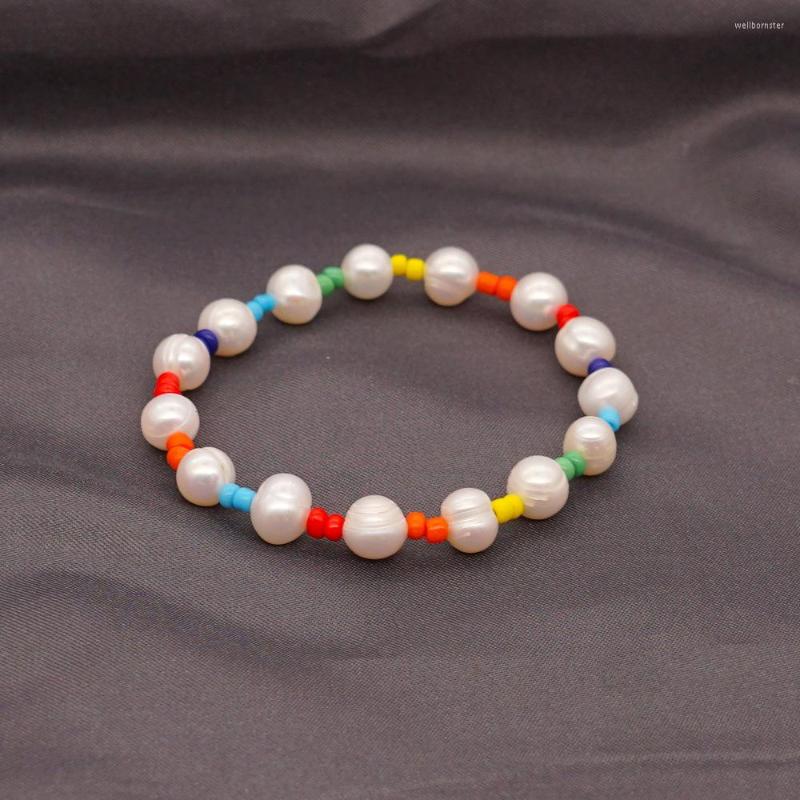 

Strand Simple Bohemian Style Millet Beaded Hand Jewelry Wild Baroque Natural Freshwater Pearl Small Bracelet Female Handmade Gifts