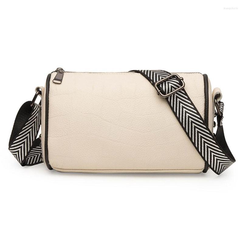

Evening Bags 2023 Fashion Genuine Leather Small Shoulder Bag Brand Design Soft Cowhide Cylinder Crossbody Messenger Ladies Handbag White, Black
