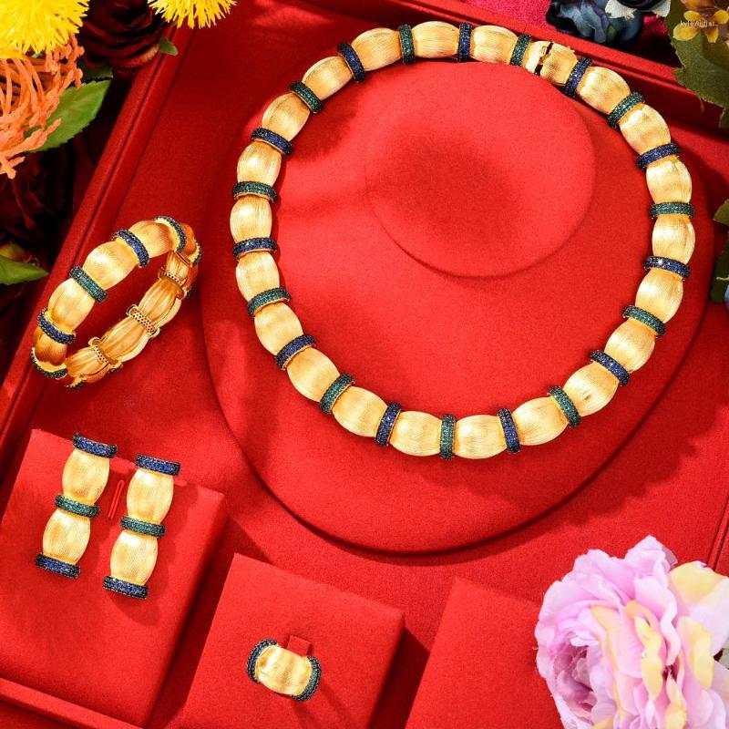 

Necklace Earrings Set GODKI 4PCS Fashion Luxury Bamboo Knot Africa For Women Wedding Party Cubic Zirconia Dubai Bridal Jewelry, Picture shown