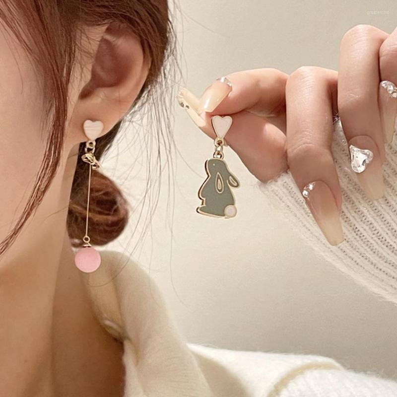 

Stud Earrings Korean Style Flower Cute Animal Dangle For Women Moon Stars Kitten Asymmetric Earring Party Jewelry Gift